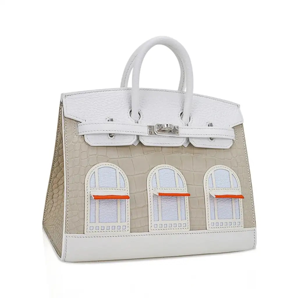Hermes Limited Edition Birkin 20 Faubourg Sellier Bag Neige (Snow) White Matte Alligator - Image 2