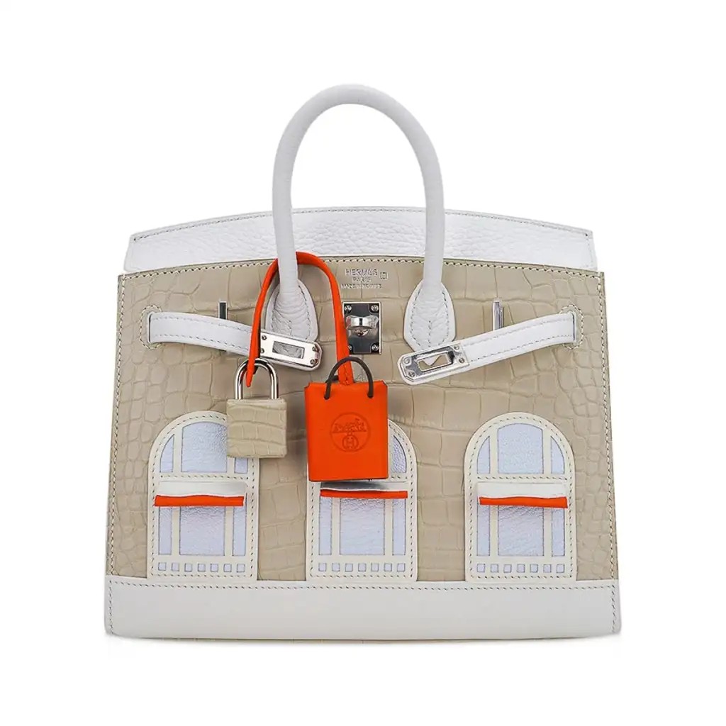 Hermes Limited Edition Birkin 20 Faubourg Sellier Bag Neige (Snow) White Matte Alligator - Image 3