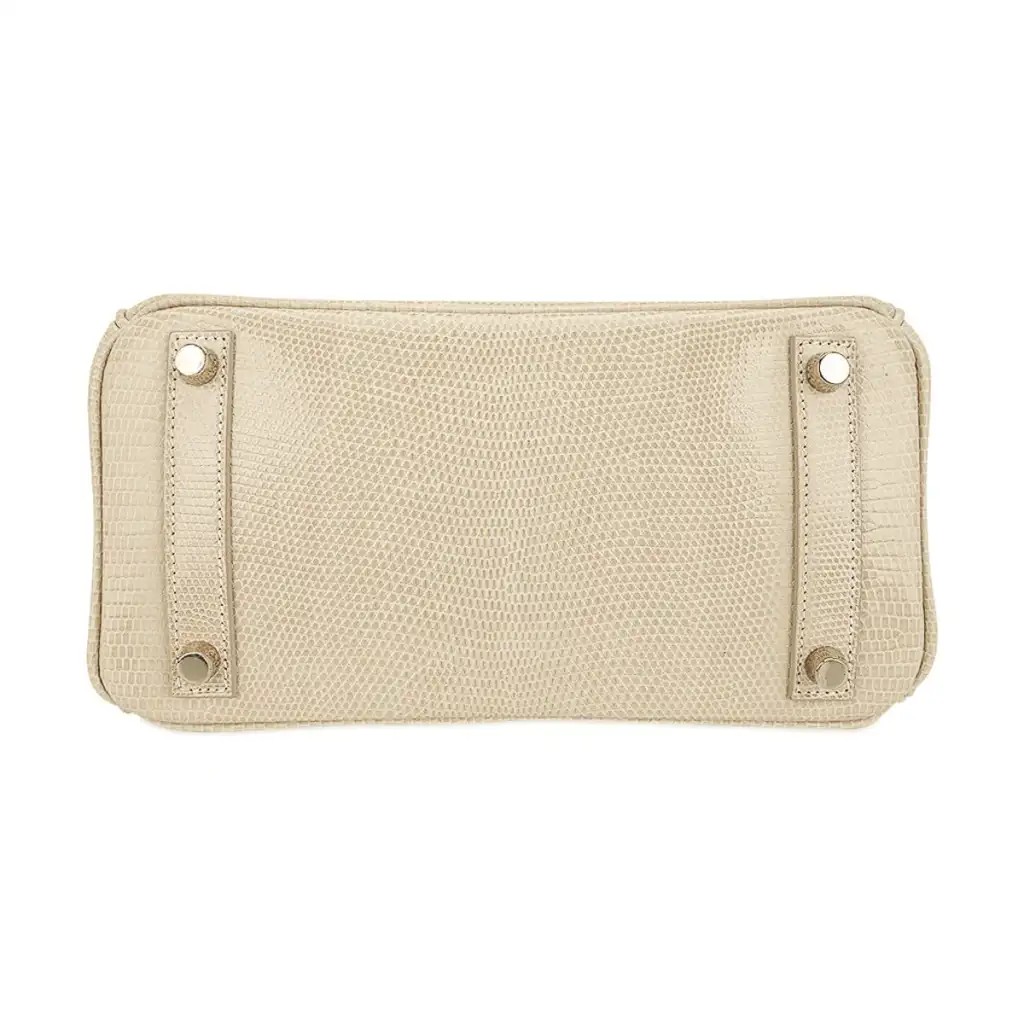 Hermes Limited Edition Birkin 25 Bag Blanc Casse Lizard with Gold Hardware - Image 11