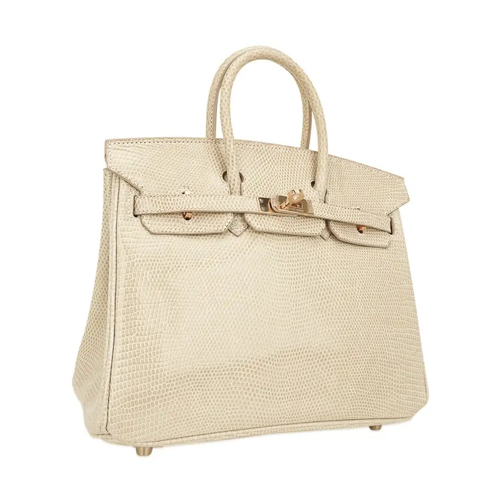 Hermes Limited Edition Birkin 25 Bag Blanc Casse Lizard with Gold Hardware - Image 2