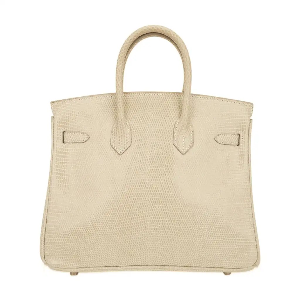 Hermes Limited Edition Birkin 25 Bag Blanc Casse Lizard with Gold Hardware - Image 8