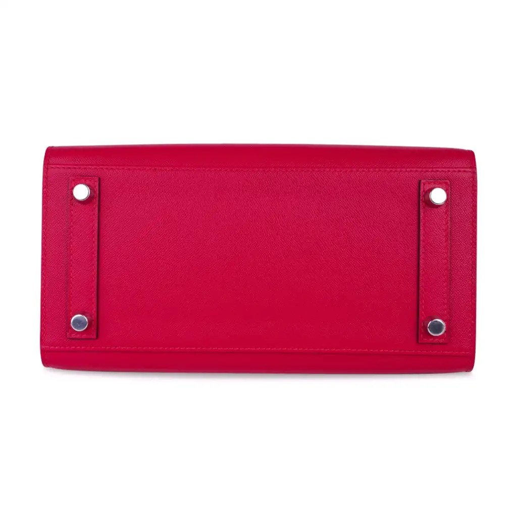 Hermes Birkin 25 Bag Sellier Framboise Veau Madame Leather with Palladium Hardware - Image 10