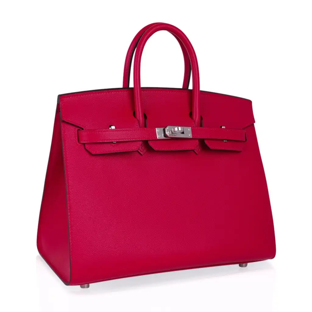 Hermes Birkin 25 Bag Sellier Framboise Veau Madame Leather with Palladium Hardware - Image 2