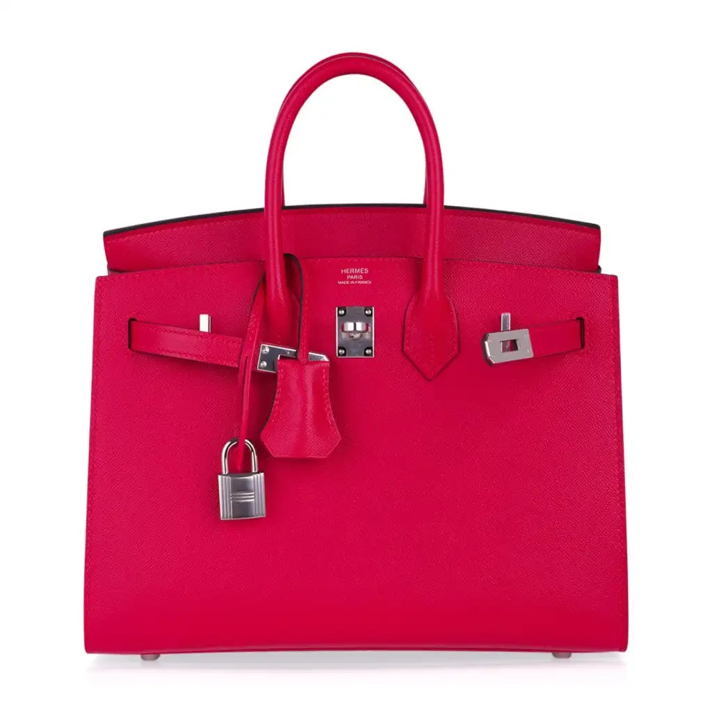 Hermes Birkin 25 Bag Sellier Framboise Veau Madame Leather with Palladium Hardware - Image 3