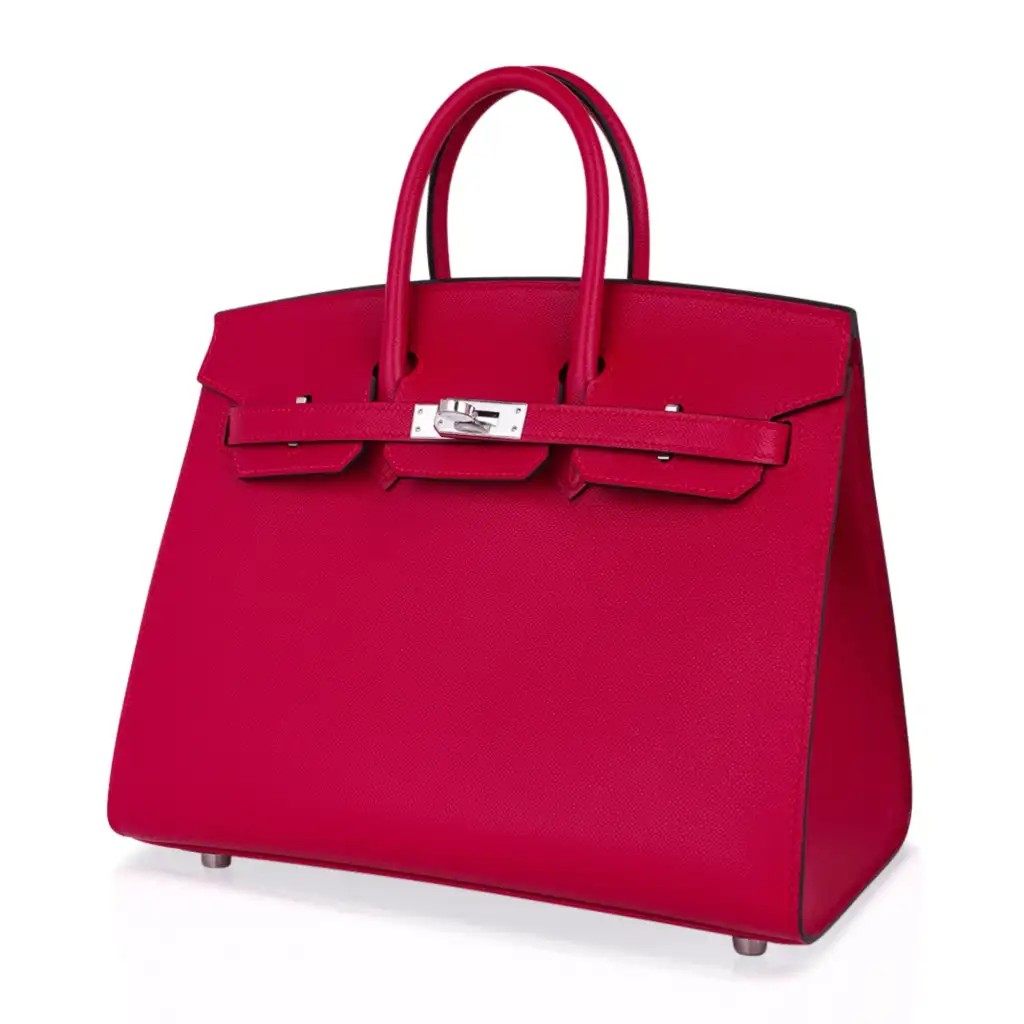 Hermes Birkin 25 Bag Sellier Framboise Veau Madame Leather with Palladium Hardware - Image 4