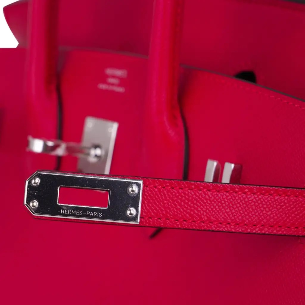Hermes Birkin 25 Bag Sellier Framboise Veau Madame Leather with Palladium Hardware - Image 5