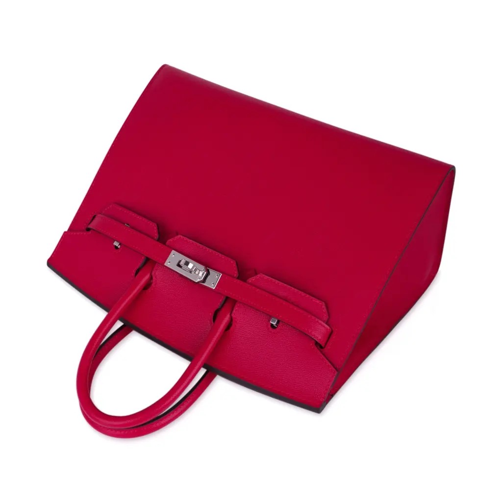 Hermes Birkin 25 Bag Sellier Framboise Veau Madame Leather with Palladium Hardware - Image 6