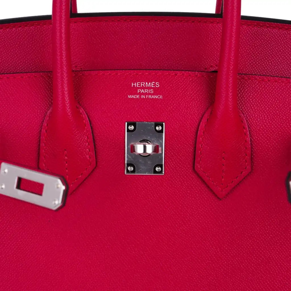 Hermes Birkin 25 Bag Sellier Framboise Veau Madame Leather with Palladium Hardware - Image 8