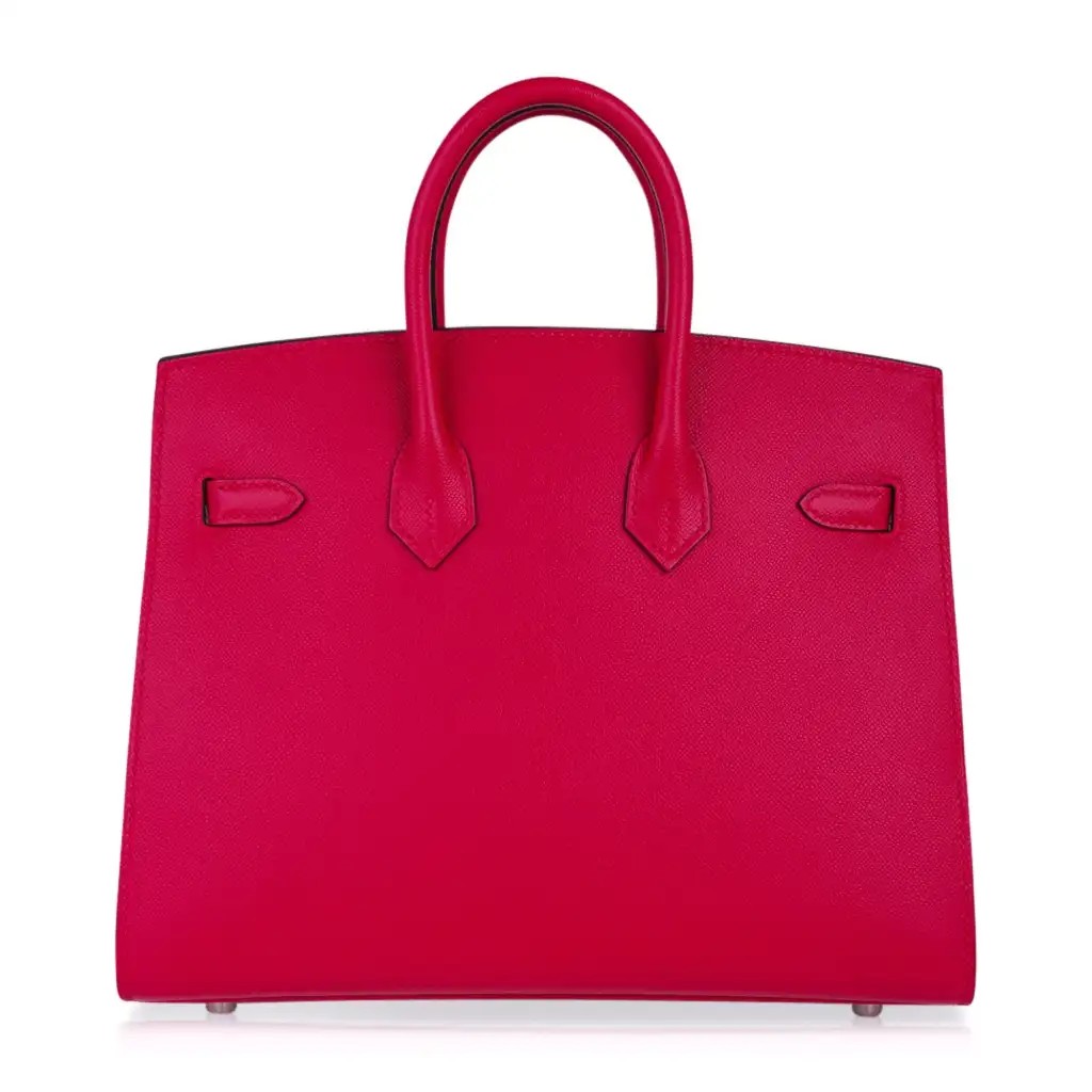 Hermes Birkin 25 Bag Sellier Framboise Veau Madame Leather with Palladium Hardware - Image 9