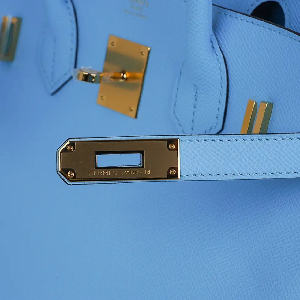Hermes Birkin 30 Bag Blue Celeste Epsom Leather with Gold Hardware - Image 5