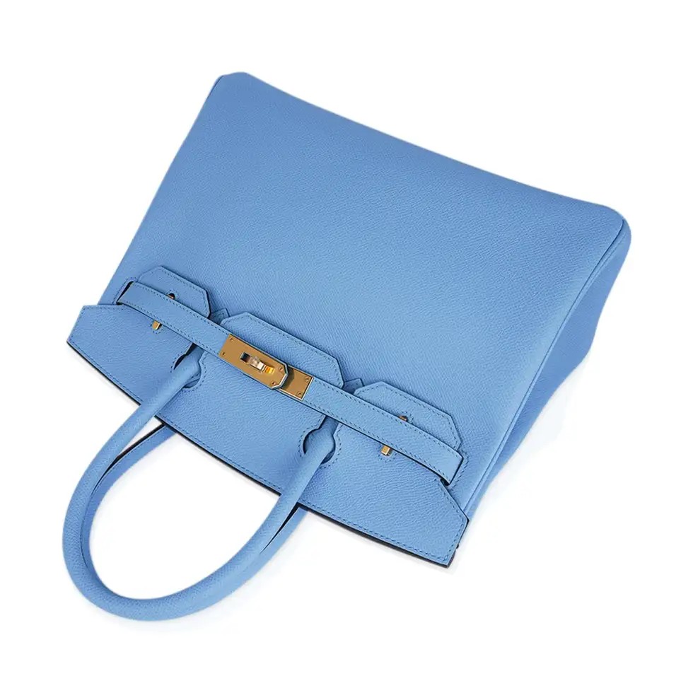 Hermes Birkin 30 Bag Blue Celeste Epsom Leather with Gold Hardware - Image 6