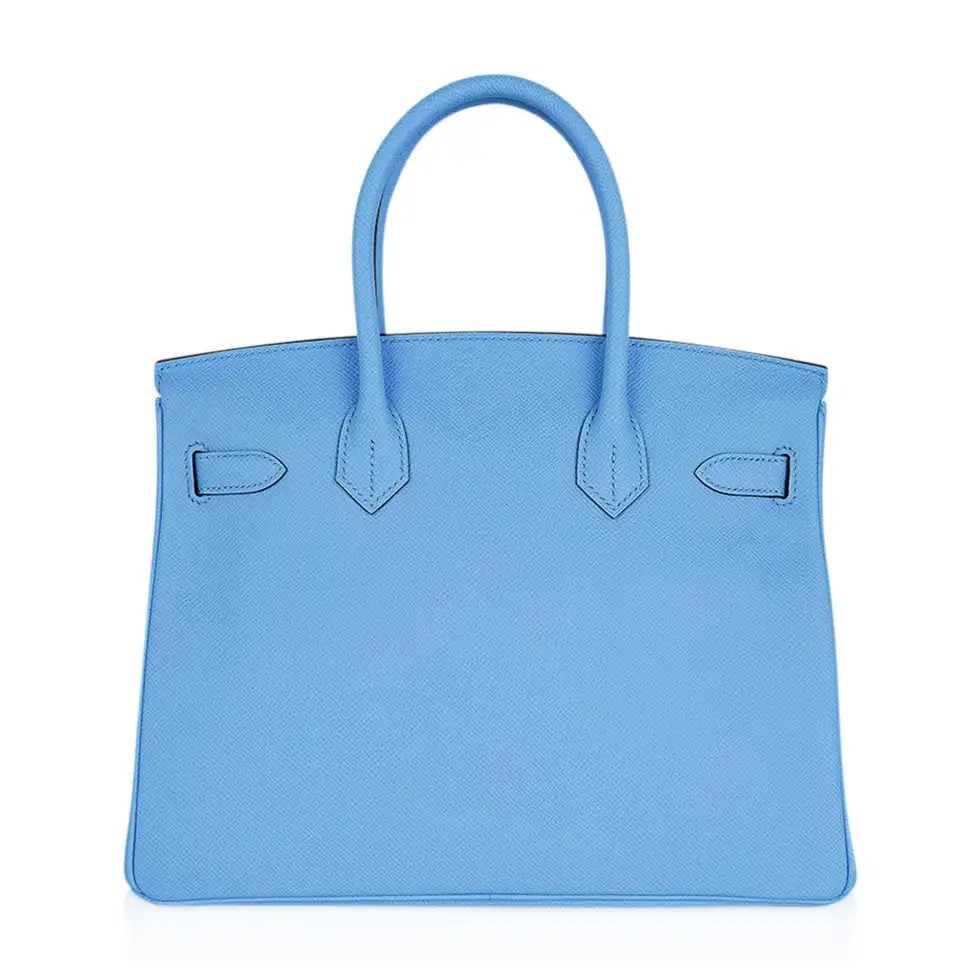 Hermes Birkin 30 Bag Blue Celeste Epsom Leather with Gold Hardware - Image 8