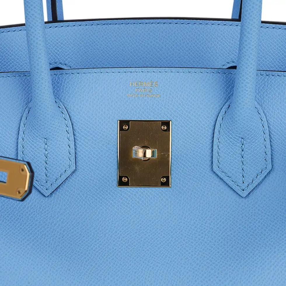 Hermes Birkin 30 Bag Blue Celeste Epsom Leather with Gold Hardware - Image 9