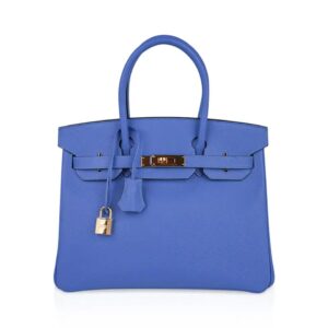 Hermes Birkin 30 Bag Blue Paradis Epsom Leather with Gold Hardware