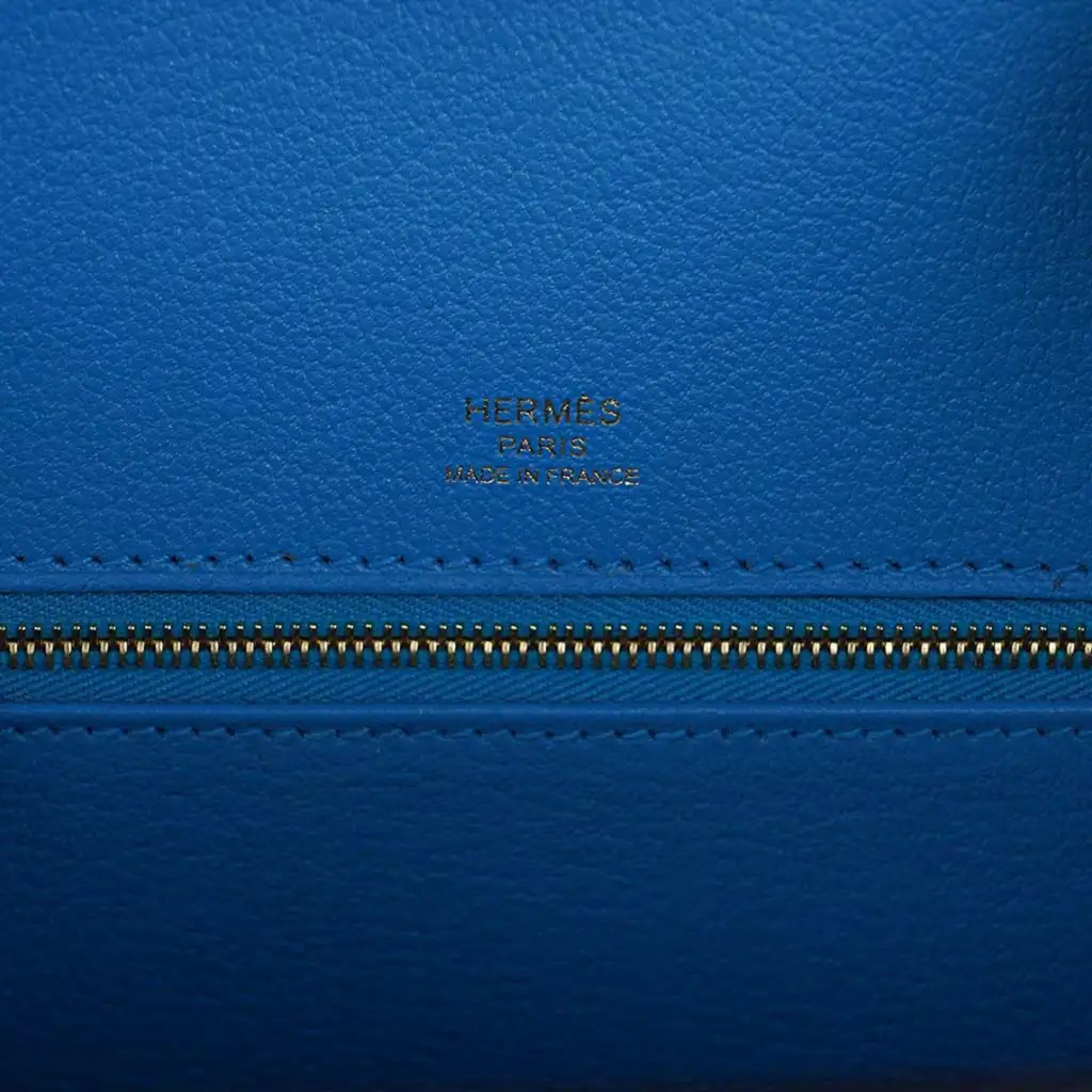 Hermes Limited Edition Birkin 30 Bag Casaque Sellier ri Colour Noir Blue Indigo Blue Frida Epsom with Gold Hardware - Image 14