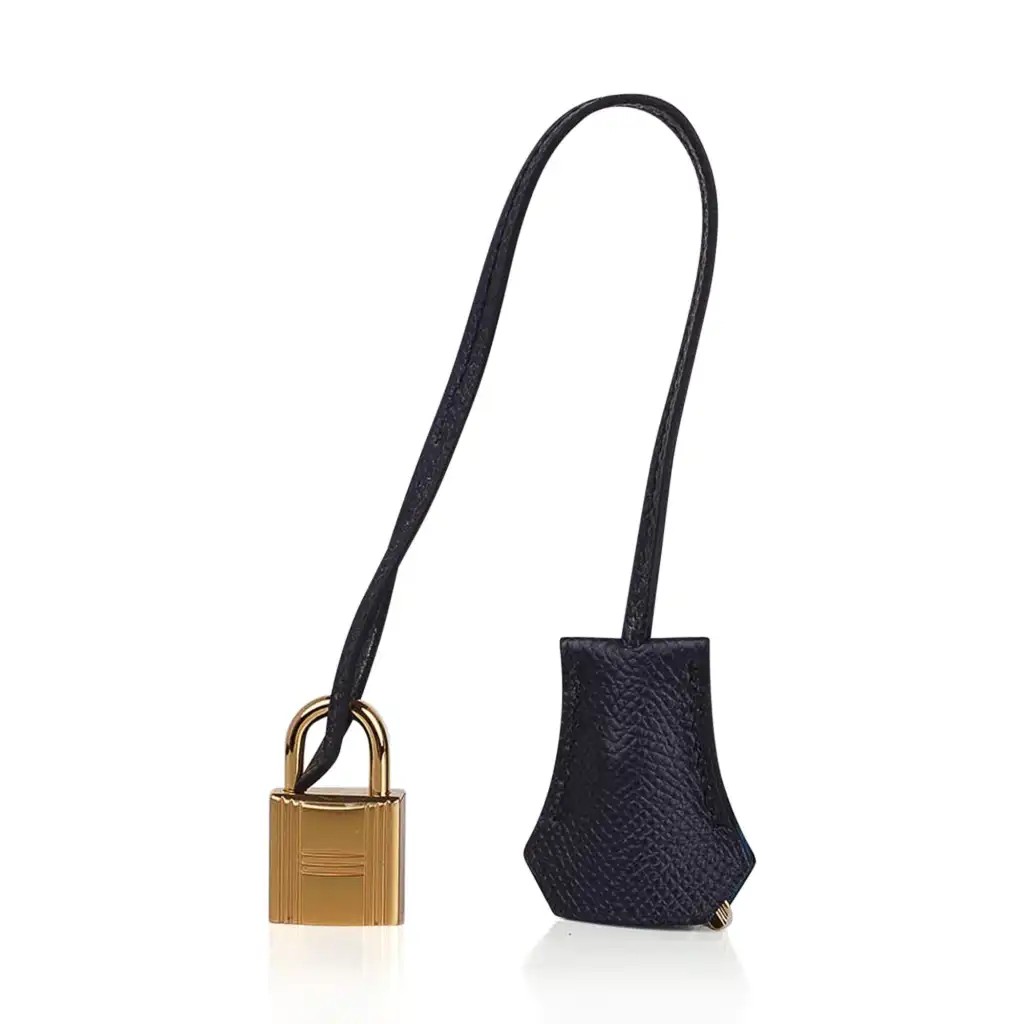 Hermes Limited Edition Birkin 30 Bag Casaque Sellier ri Colour Noir Blue Indigo Blue Frida Epsom with Gold Hardware - Image 8