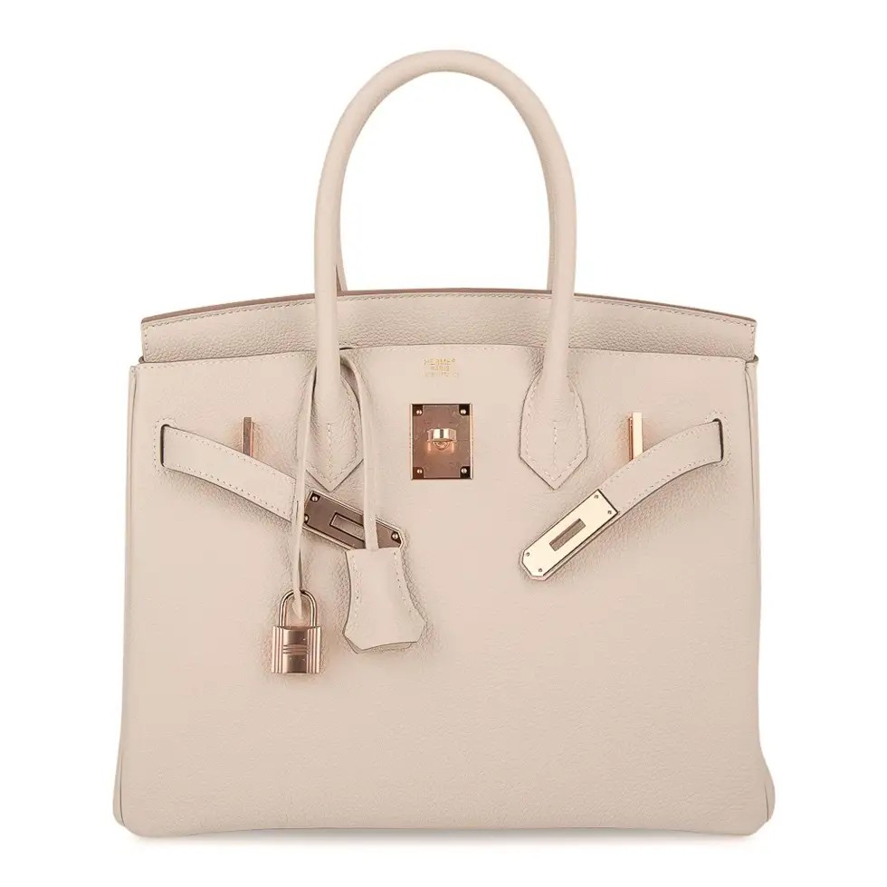 Hermes Birkin 30 Bag Craie Togo Leather with Rose Gold Hardware - Image 3
