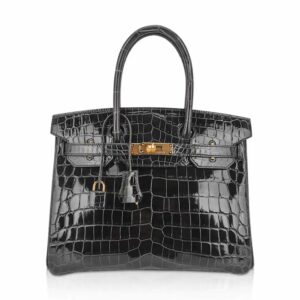 Hermes Birkin 30 Bag Graphite Niloticus Crocodile with Gold Hardware