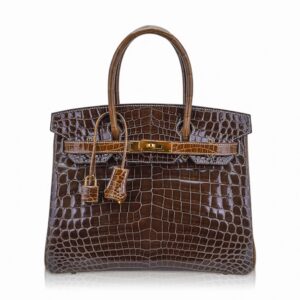 Hermes Special Order HSS Birkin 30 Bag Gris Elephant & Ficelle Crocodile with Gold Hardware