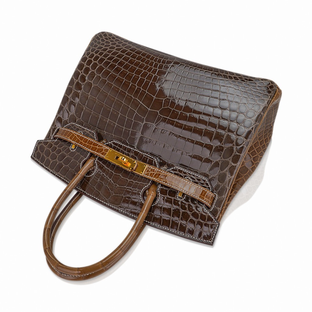 Hermes Special Order HSS Birkin 30 Bag Gris Elephant & Ficelle Crocodile with Gold Hardware - Image 11