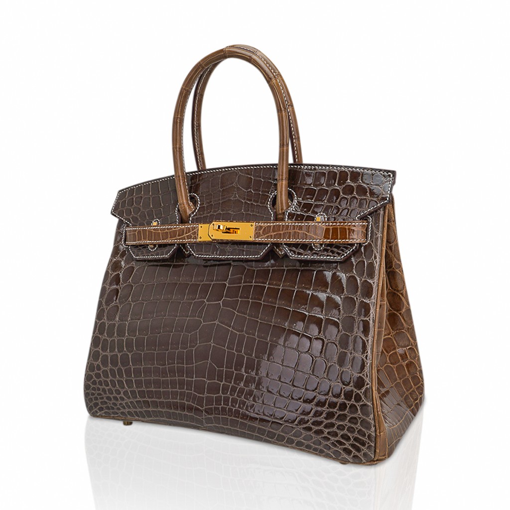 Hermes Special Order HSS Birkin 30 Bag Gris Elephant & Ficelle Crocodile with Gold Hardware - Image 4