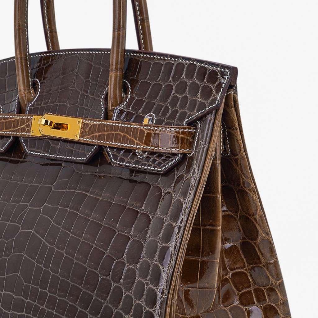 Hermes Special Order HSS Birkin 30 Bag Gris Elephant & Ficelle Crocodile with Gold Hardware - Image 6