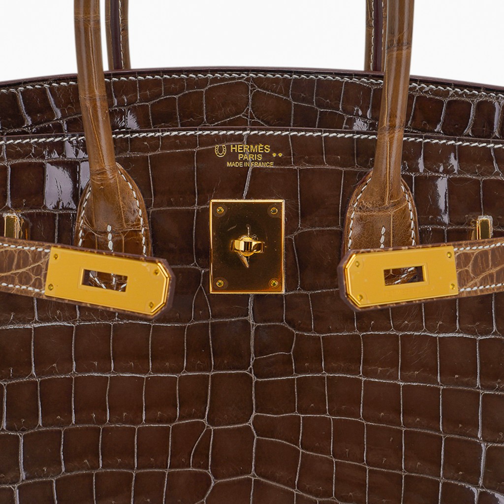 Hermes Special Order HSS Birkin 30 Bag Gris Elephant & Ficelle Crocodile with Gold Hardware - Image 7