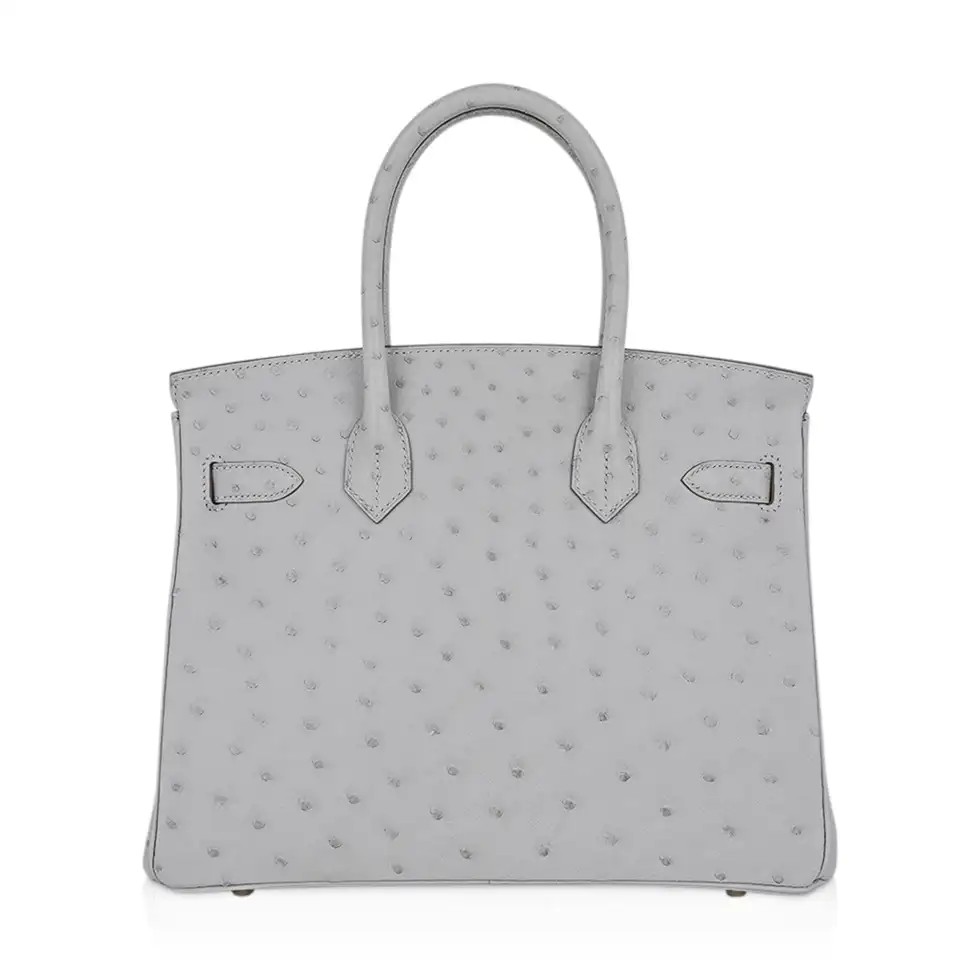 Hermes Birkin 30 Bag Gris Perle Ostrich with Gold Hardware - Image 9
