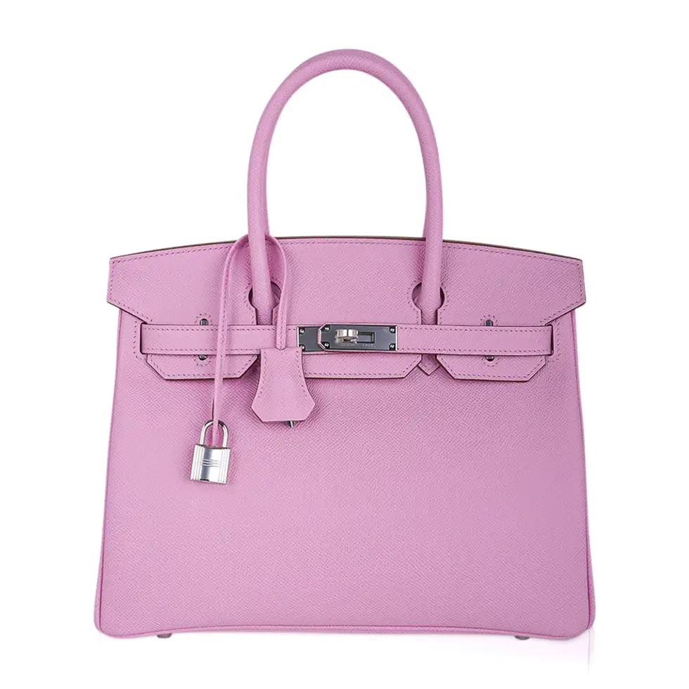 Hermes Birkin 30 Bag Mauve Sylvestre Epsom Leather with Palladium Hardware