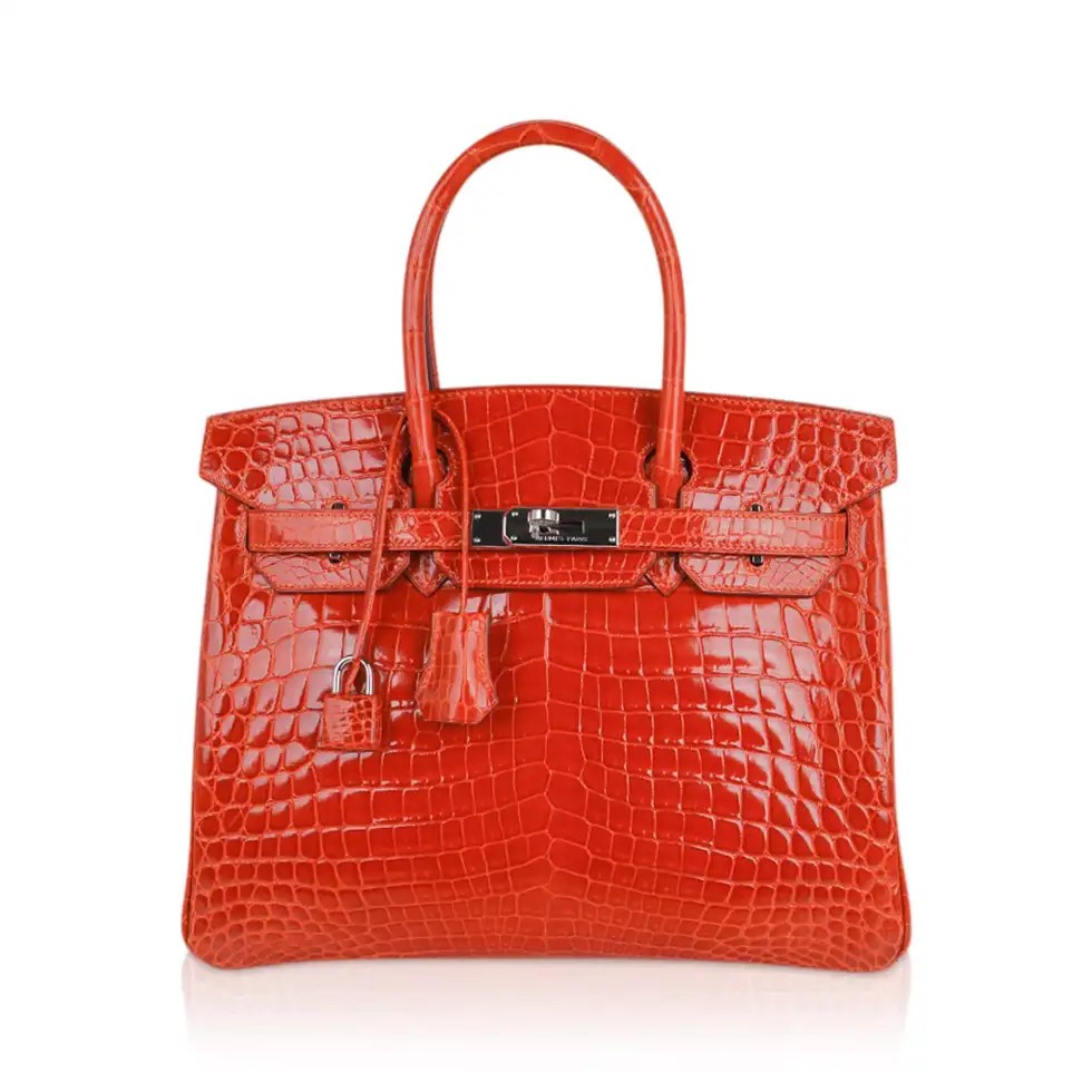 Hermes Birkin 30 Bag Orange Crocodile with Palladium Hardware
