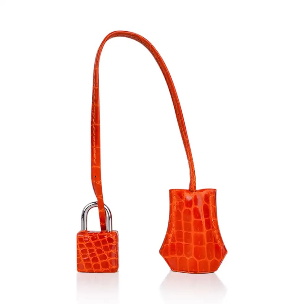Hermes Birkin 30 Bag Orange Crocodile with Palladium Hardware - Image 8