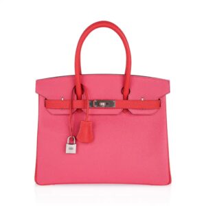 Hermes Special Order HSS Birkin 30 Bag Rose Azalee & Rose Jaipur Epsom with Brushed Palladium Hardware