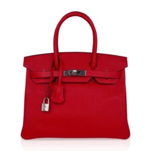 Hermes Birkin 30 Bag Rouge Casaque Epsom Leather with Palladium Hardware
