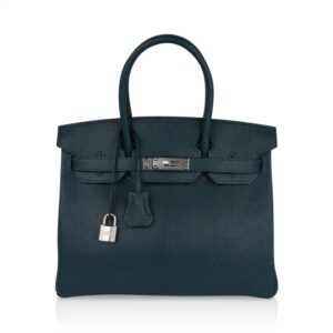 Hermes Birkin 30 Bag Vert Cypress Chevre de Coromandel with Palladium Hardware