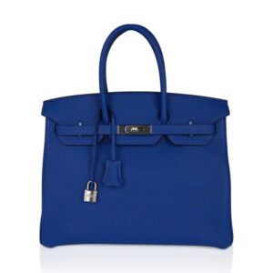 Hermes Birkin 35 Bag Blue de France Togo Leather with Palladium Hardware