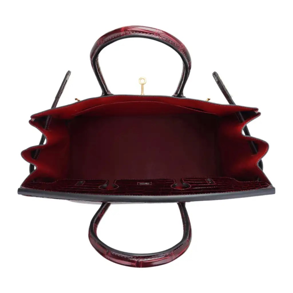 Hermes Special Order HSS Birkin 35 Bag Bordeaux Porosus Crocodile with Gold Hardware - Image 12