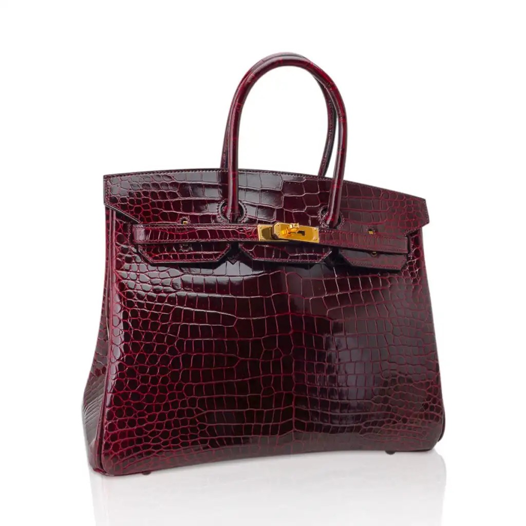 Hermes Special Order HSS Birkin 35 Bag Bordeaux Porosus Crocodile with Gold Hardware - Image 2