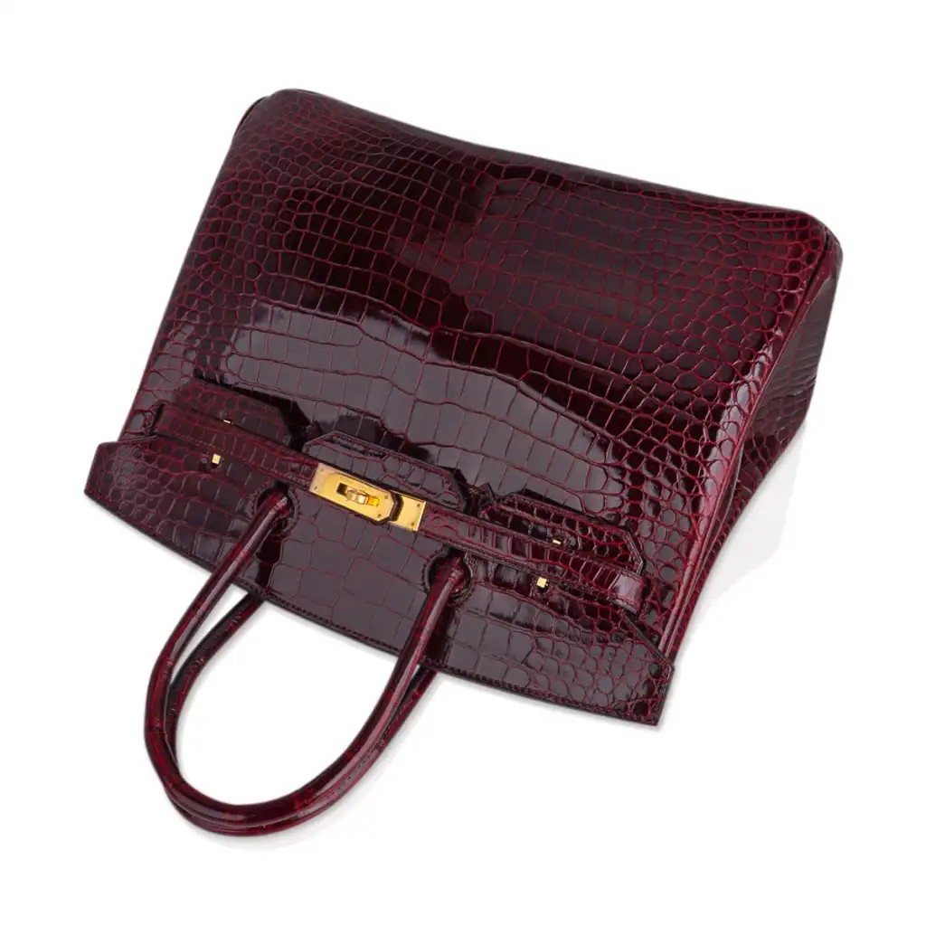 Hermes Special Order HSS Birkin 35 Bag Bordeaux Porosus Crocodile with Gold Hardware - Image 6