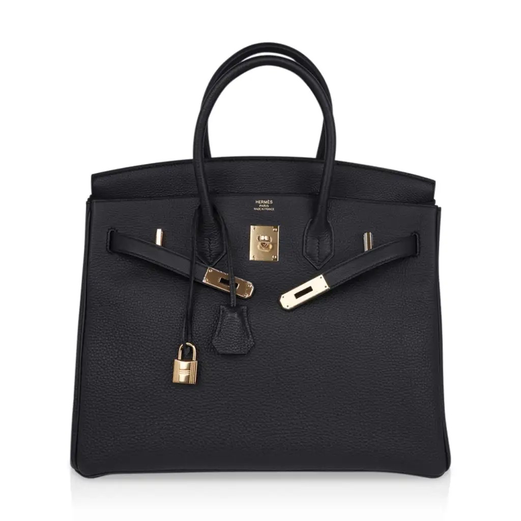 Hermes Limited Edition Birkin 35 Bag Plomb (Off Black) Togo Leather with Gold Hardware - Image 3