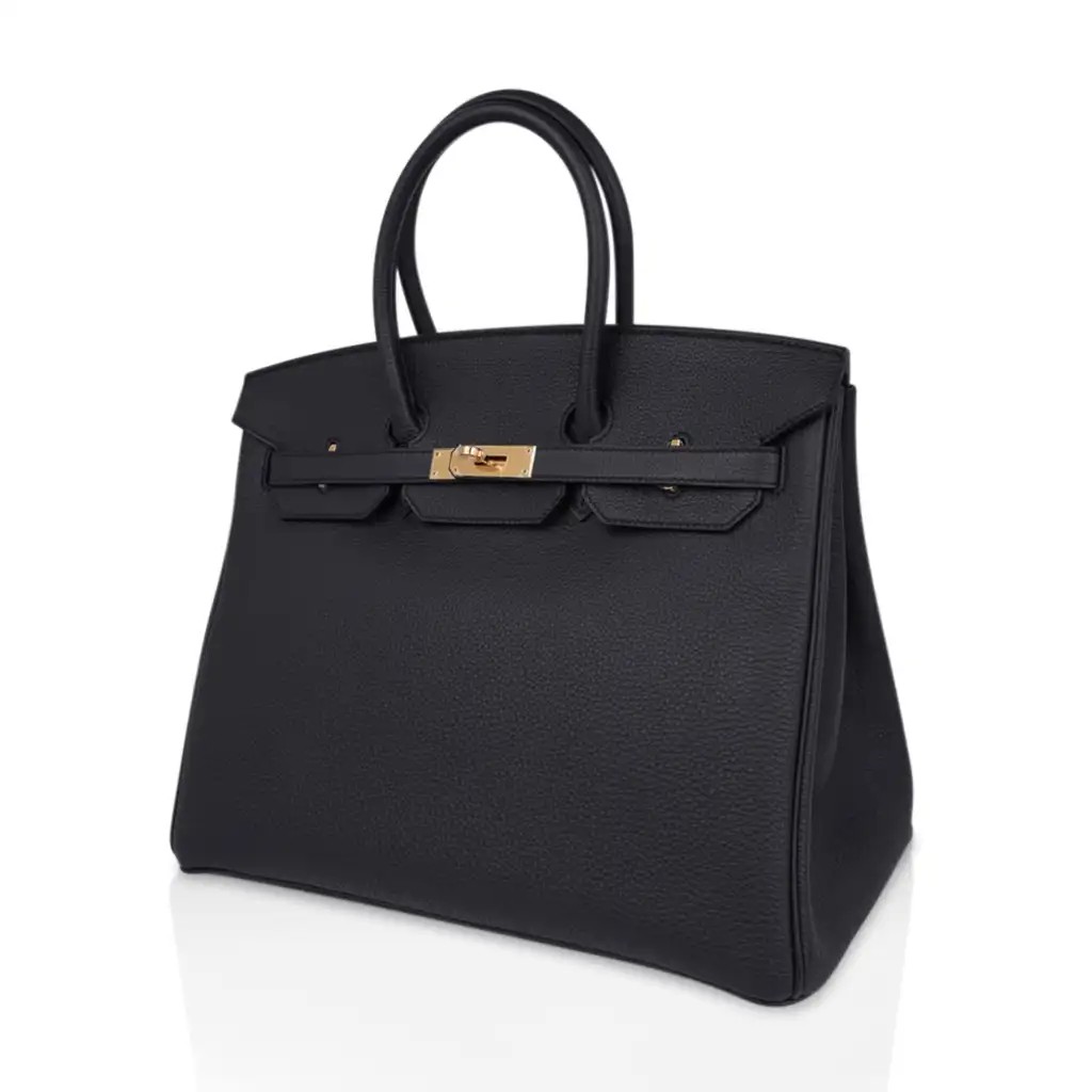 Hermes Limited Edition Birkin 35 Bag Plomb (Off Black) Togo Leather with Gold Hardware - Image 4