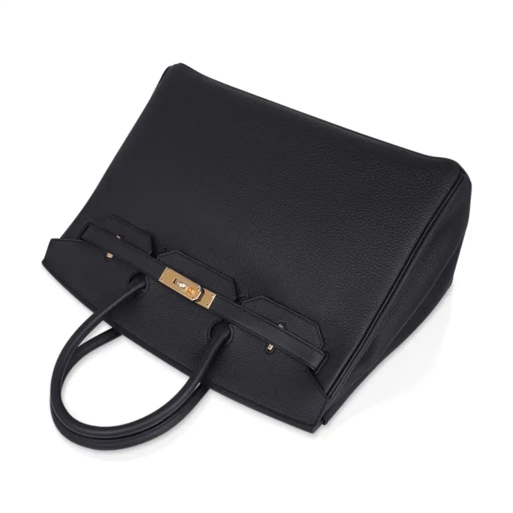 Hermes Limited Edition Birkin 35 Bag Plomb (Off Black) Togo Leather with Gold Hardware - Image 6