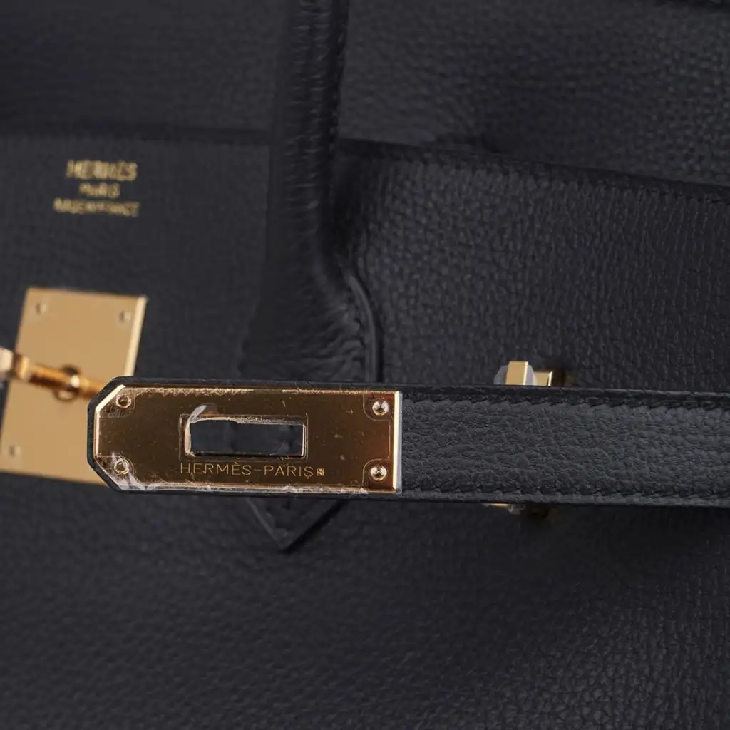 Hermes Limited Edition Birkin 35 Bag Plomb (Off Black) Togo Leather with Gold Hardware - Image 7