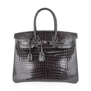 Hermes Birkin 35 Graphite Porosus Crocodile with Palladium Hardware