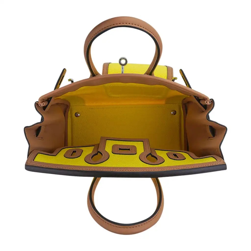 Hermes Limited Edition Birkin Cargo 25 Bag Jaune Citron Goeland & Chai Swift Leather with Palladium Hardware - Image 12