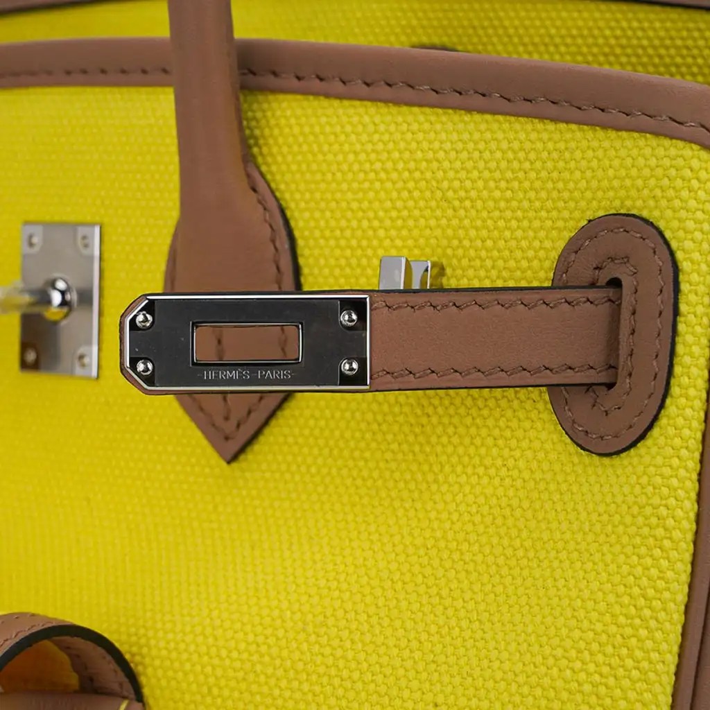 Hermes Limited Edition Birkin Cargo 25 Bag Jaune Citron Goeland & Chai Swift Leather with Palladium Hardware - Image 6