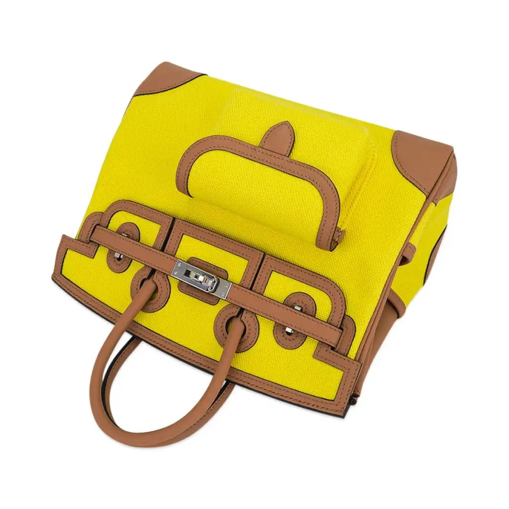 Hermes Limited Edition Birkin Cargo 25 Bag Jaune Citron Goeland & Chai Swift Leather with Palladium Hardware - Image 7