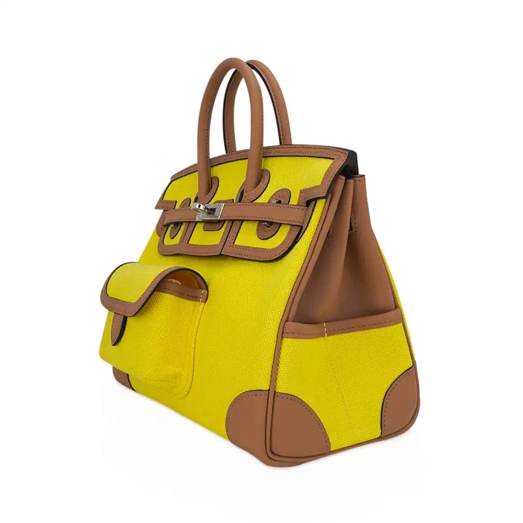 Hermes Limited Edition Birkin Cargo 25 Bag Jaune Citron Goeland & Chai Swift Leather with Palladium Hardware - Image 9