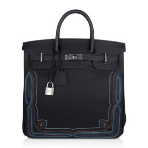 Hermes Limited Edition HAC Birkin 40 Bag Runway Embroidered Black Togo Leather with Palladium Hardware