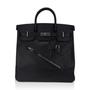 Hermes Limited Edition HAC Rock Birkin 40 Bag Black Volupto Leather with Palladium Hardware