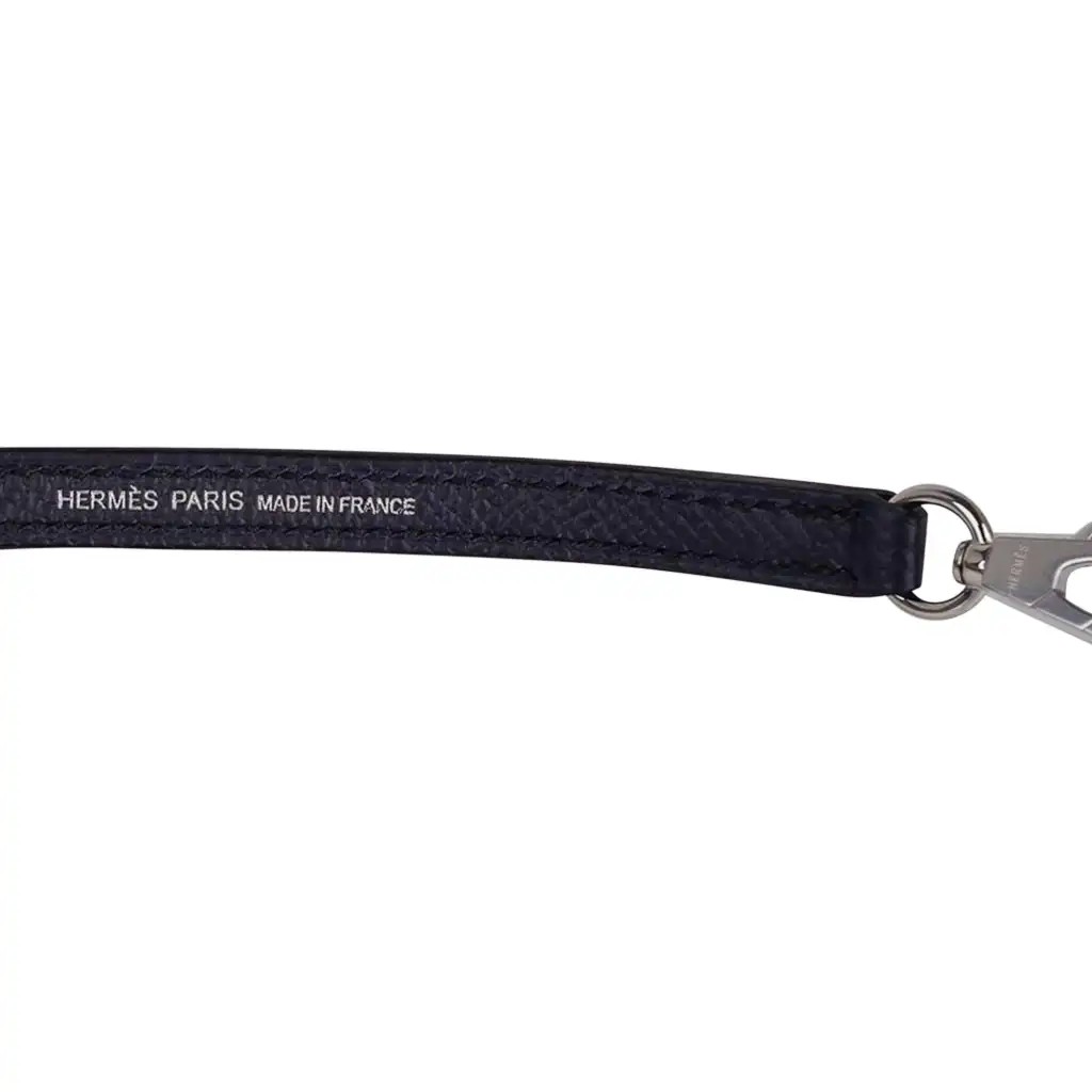 Hermes Special Order HSS Mini Kelly 20 Bag Sellier Craie & Blue Indigo Epsom Leather with Palladium Hardware - Image 11